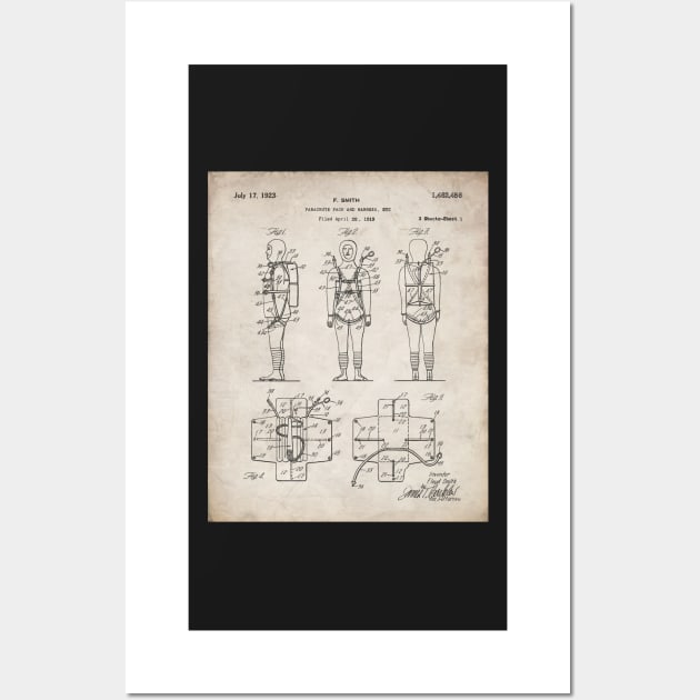 Parachute Pack Patent - Sky Diving Art - Antique Wall Art by patentpress